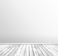Empty white room with wooden floor