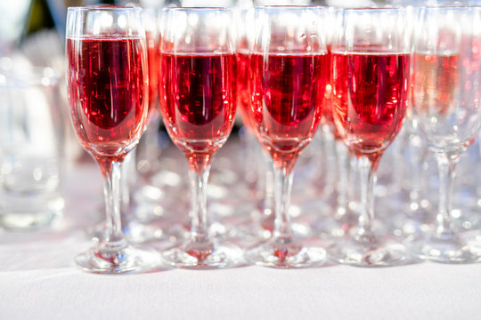 Wedding glasses filled with champagne
