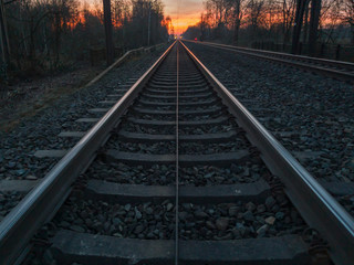 Obraz na płótnie Canvas Sunset on the tracks 