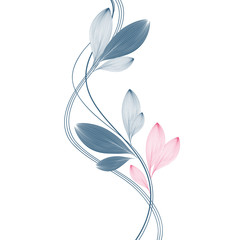 Delicate floral spring pattern with abstract leaves.