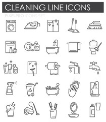 Cleaning icon set on white background for graphic and web design, Modern simple vector sign. Internet concept. Trendy symbol for website design web button or mobile app