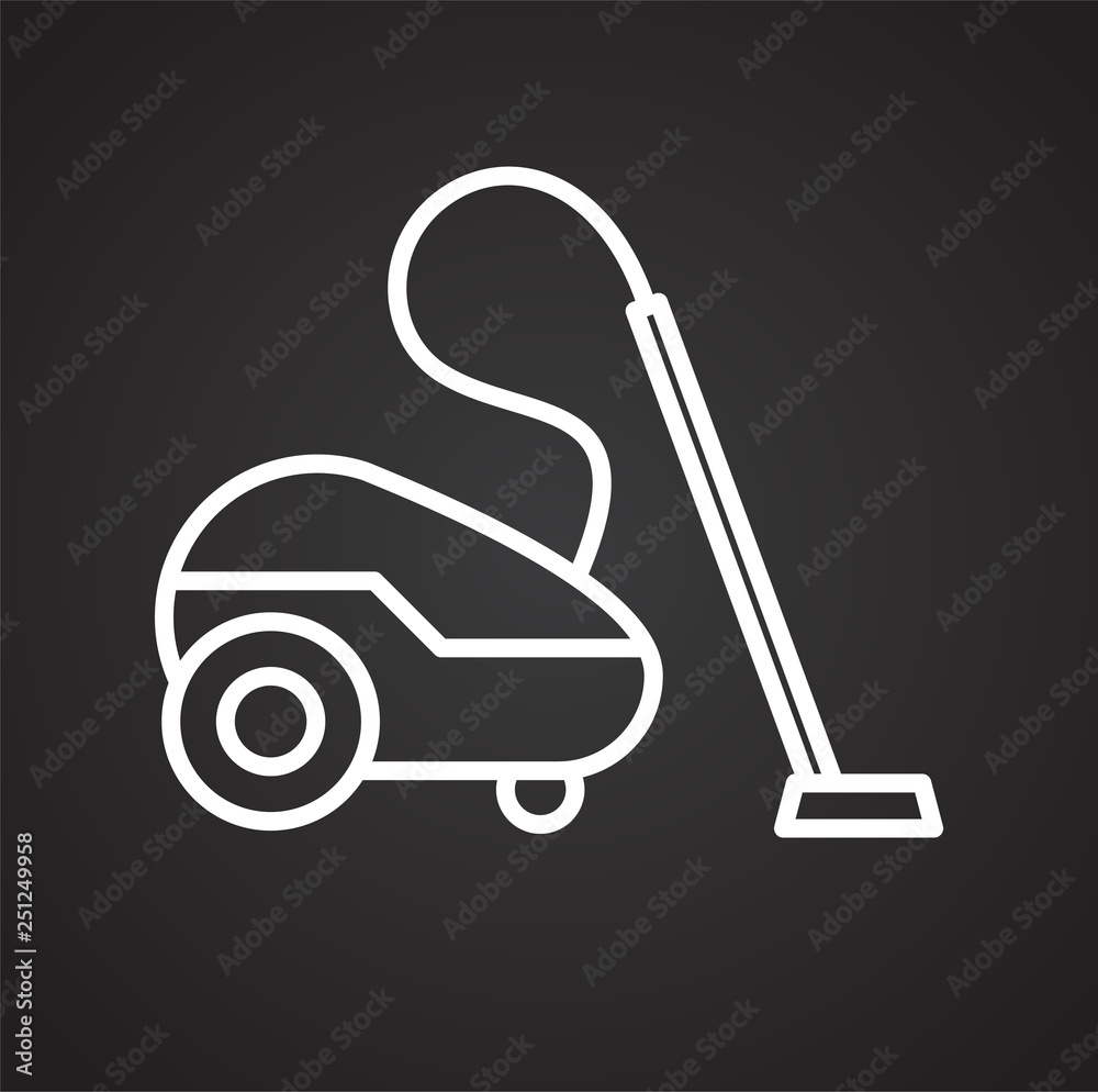 Poster vacuum cleaner line icon on black background for graphic and web design, modern simple vector sign. 