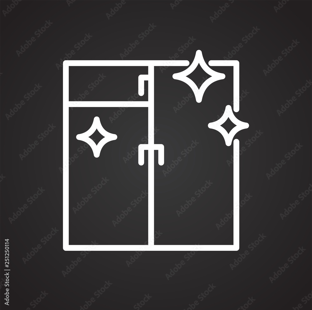 Poster glass cleaning line icon on black background for graphic and web design, modern simple vector sign. 