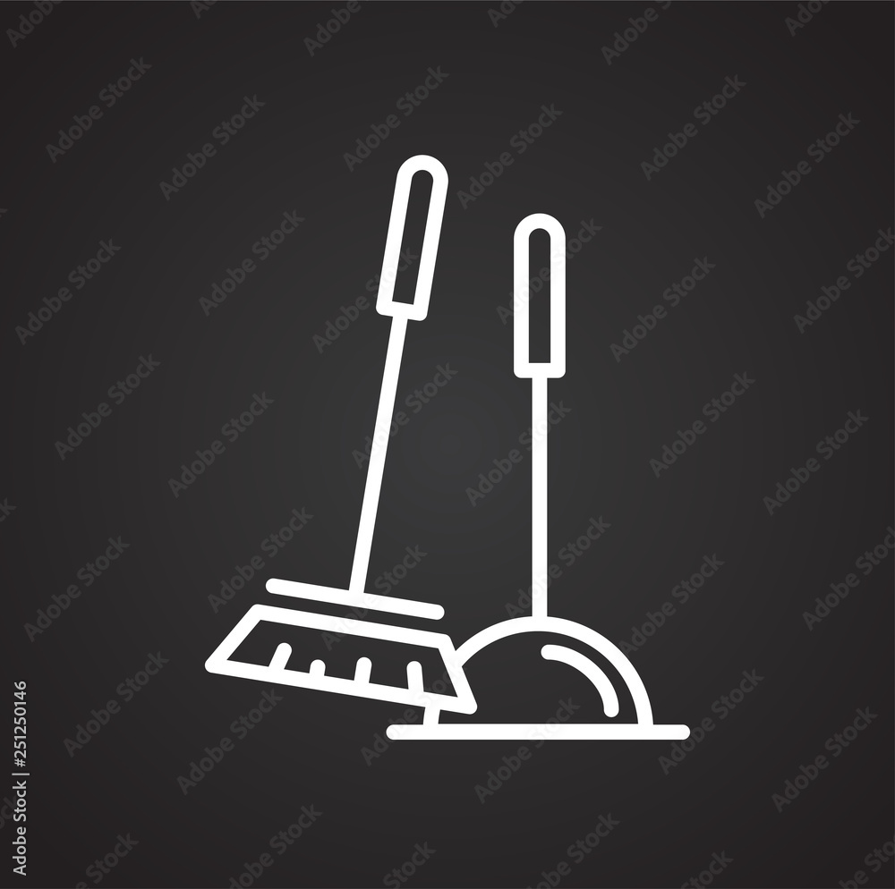 Poster brush line icon on black background for graphic and web design, modern simple vector sign. internet 