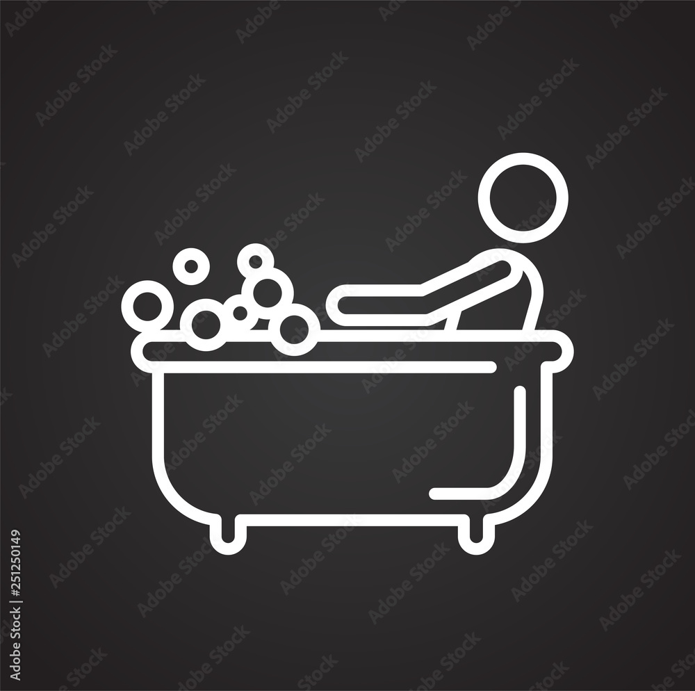 Poster bathroom line icon on black background for graphic and web design, modern simple vector sign. intern