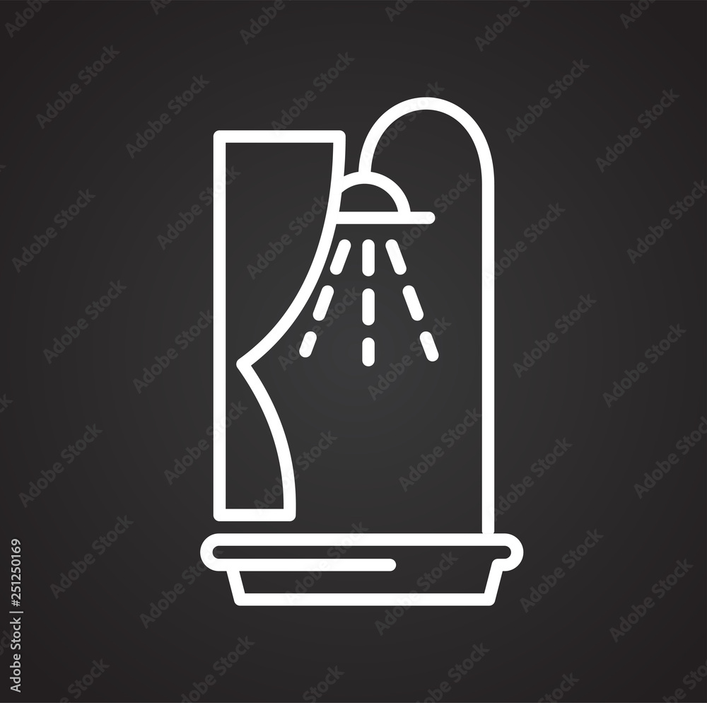 Poster bathroom line icon on black background for graphic and web design, modern simple vector sign. intern