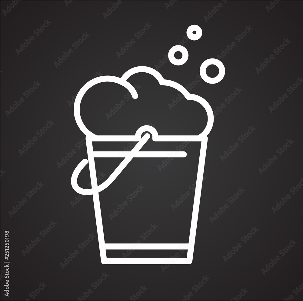 Poster Bucket line icon on black background for graphic and web design, Modern simple vector sign. Internet concept. Trendy symbol for website design web button or mobile app