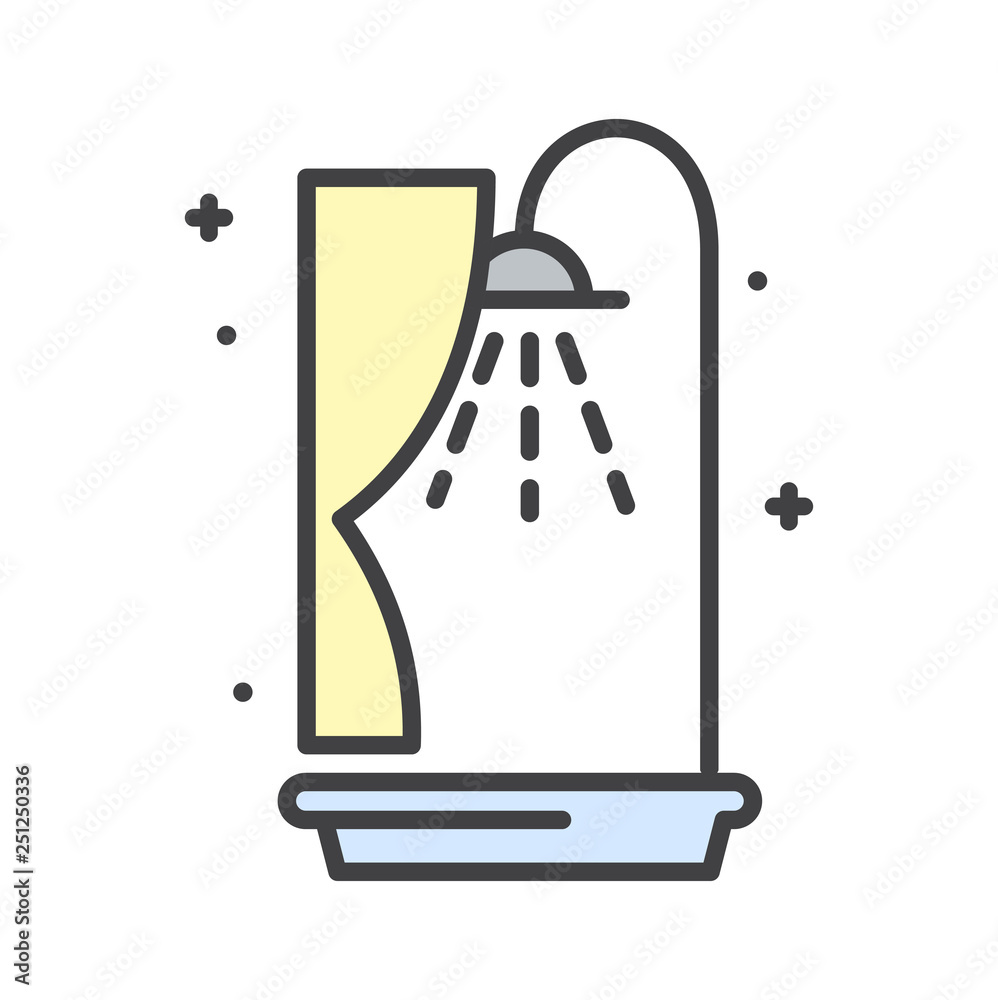 Poster bathroom line icon on white background for graphic and web design, modern simple vector sign. intern