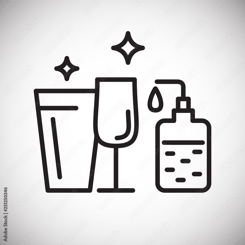 Poster glassware cleaning line icon on white background for graphic and web design, modern simple vector si