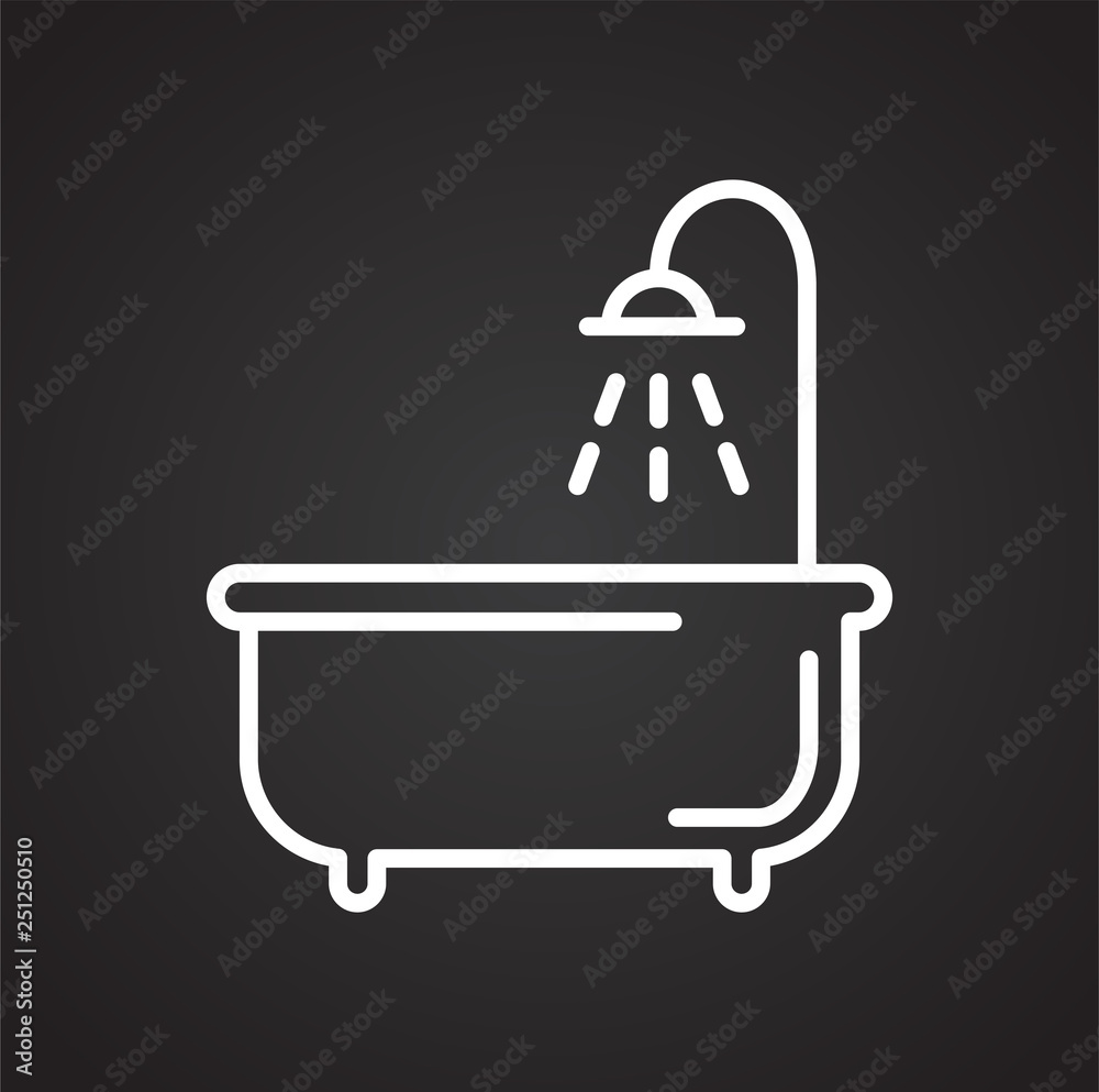 Poster bathroom line icon on black background for graphic and web design, modern simple vector sign. intern