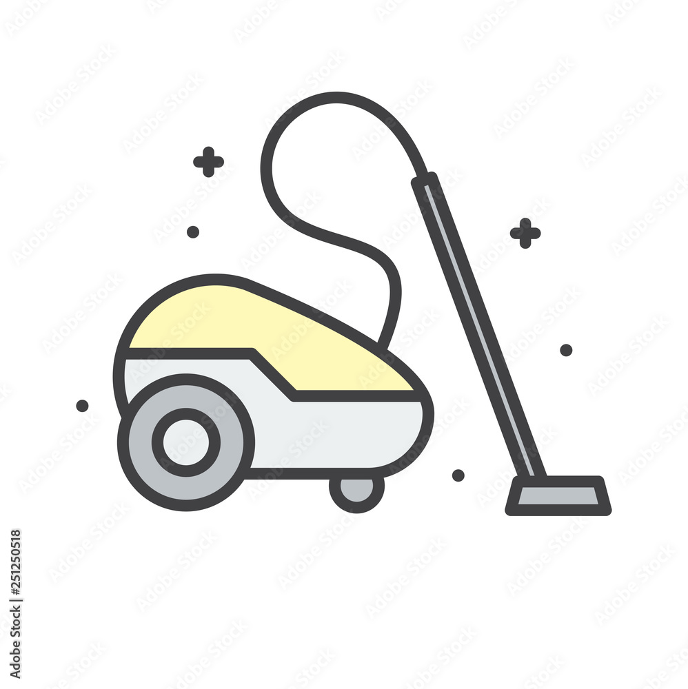 Poster vacuum cleaner line icon on white background for graphic and web design, modern simple vector sign. 