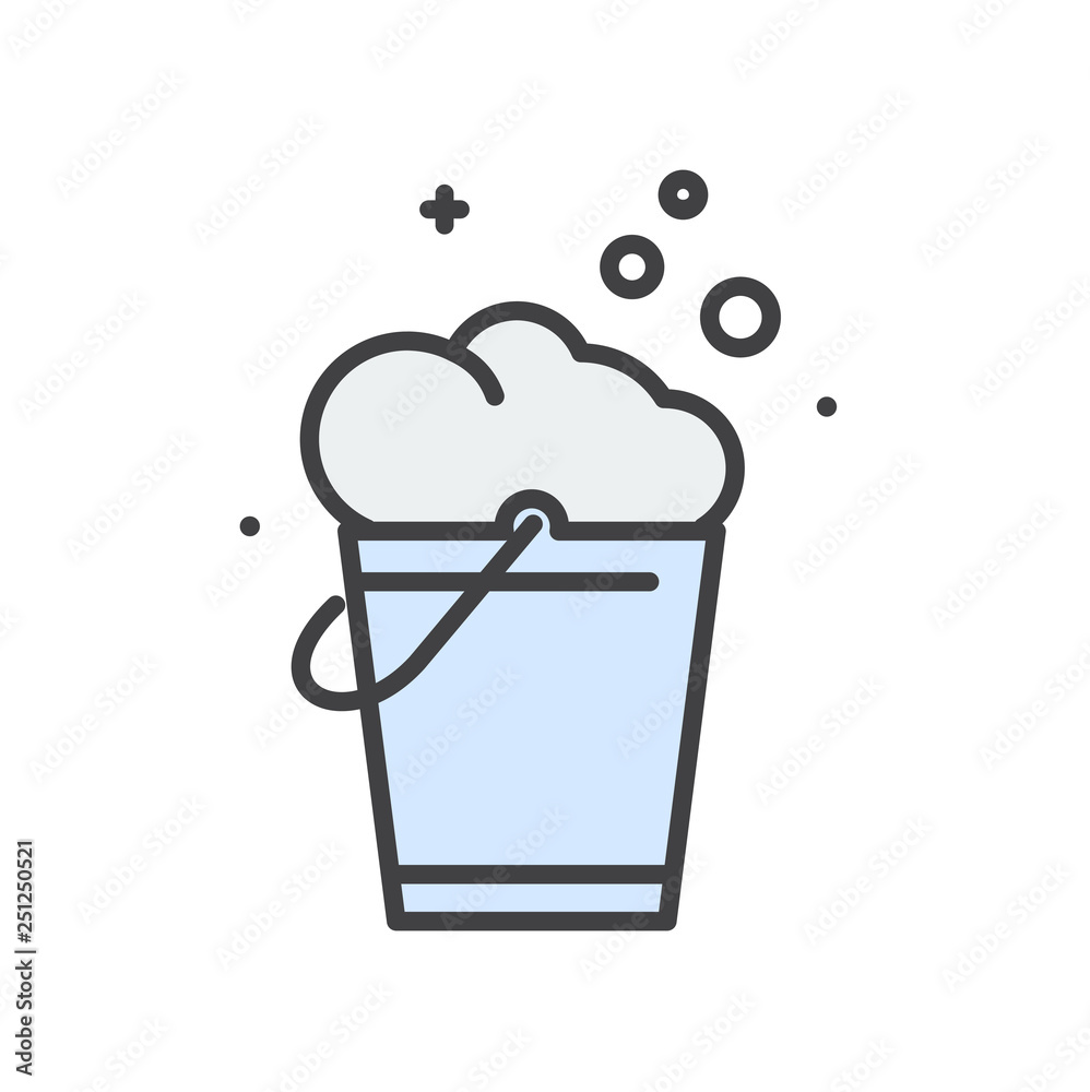 Poster Bucket line icon on white background for graphic and web design, Modern simple vector sign. Internet concept. Trendy symbol for website design web button or mobile app