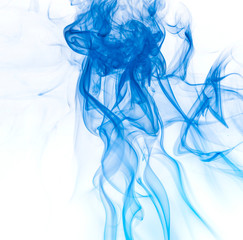 Blue smoke on white background