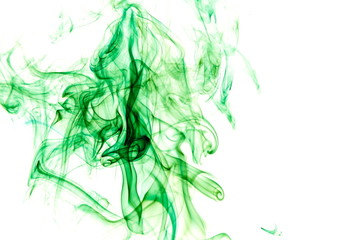 Fototapeta na wymiar Green smoke on white background
