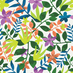 Seamless tropical leaves repeat pattern design. Perfect for fabric, wallpaper, stationery and scrapbooking projects and other crafts and digital work