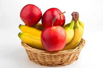 apples close up. bananas close up. fruit assortment
