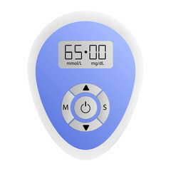 Blue glucose meter icon. Realistic illustration of blue glucose meter vector icon for web design isolated on white background