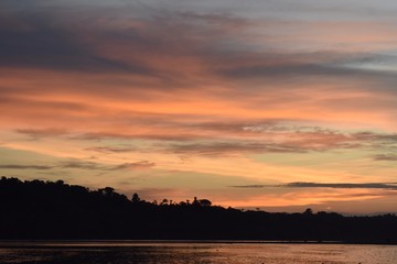 Sunset in the Amazon rainforest 