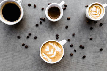 Aerial view of various coffee