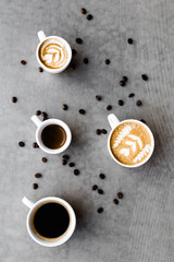 Aerial view of various coffee