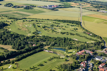 Aerial view of an small golf course