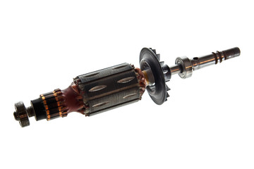 Rotor of high-speed electric motor. Isolated on white background