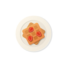 beljium waffle dessert vector breakfast illustration in cartoon style.