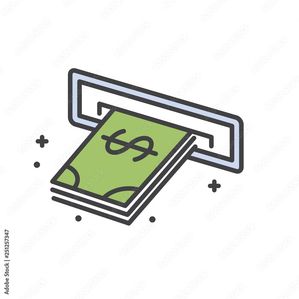 Poster cash dollar line icon on white background for graphic and web design, modern simple vector sign. int