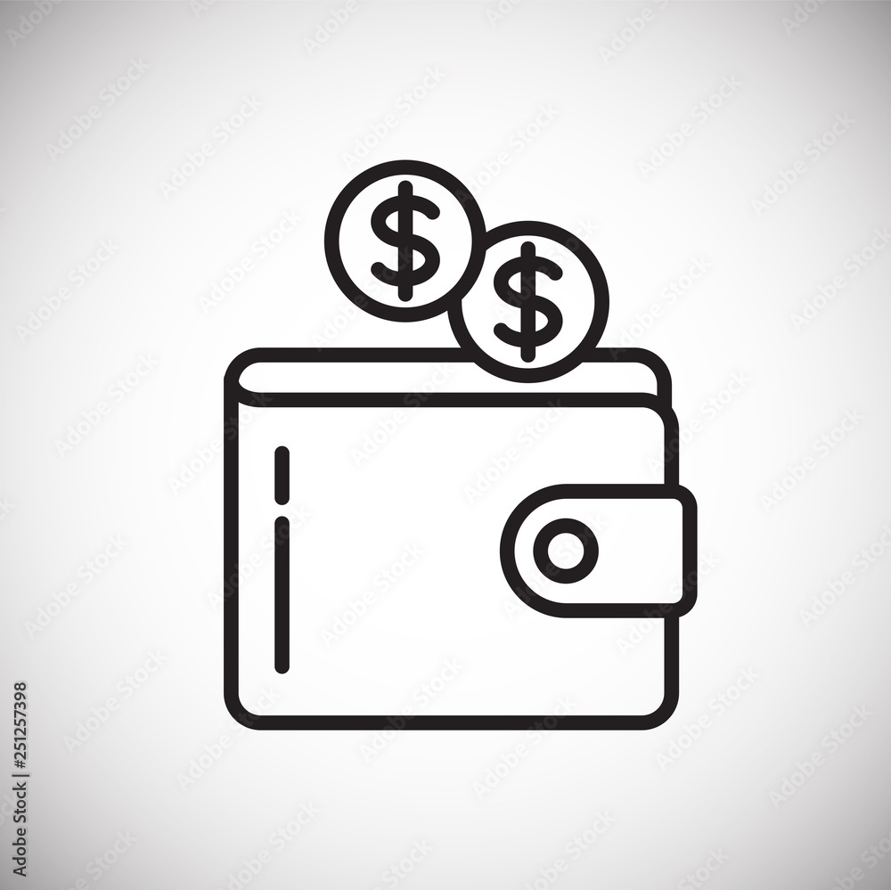 Fototapete Wallet cash line icon on white background for graphic and web design, Modern simple vector sign. Internet concept. Trendy symbol for website design web button or mobile app