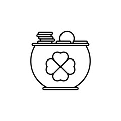 Patrick day, clover, coin, gold, pot icon. Element of Patrick day for mobile concept and web apps illustration. Thin line icon for website design and development, app development