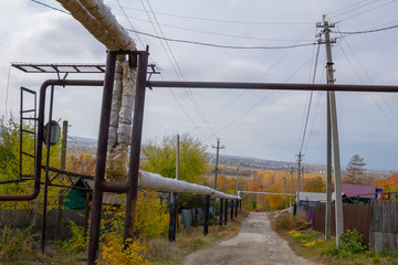 Fototapeta na wymiar Sernovodsk village in the fall