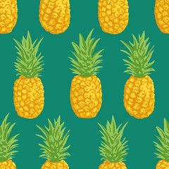 Vector summer pattern with pineapples. Seamless texture design.
