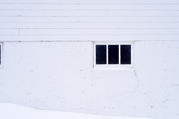weathered farm building framed window