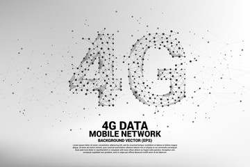 Vector Polygon dot connect line shaped 4G mobile network. Concept for mobile phone data sim card technology.