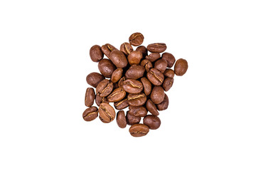 Pile of the coffee beans isolated on a white background