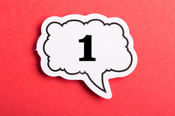 Number One Speech Bubble On Red