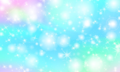 Unicorn rainbow background. Holographic sky