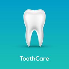 Tooth care dental icon vector healthy dentist background. Blue clean tooth bright white dentistry 3d medical illustration