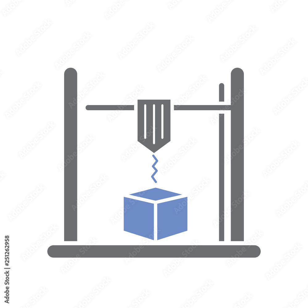 Poster 3d printer icon on white background for graphic and web design, modern simple vector sign. internet 