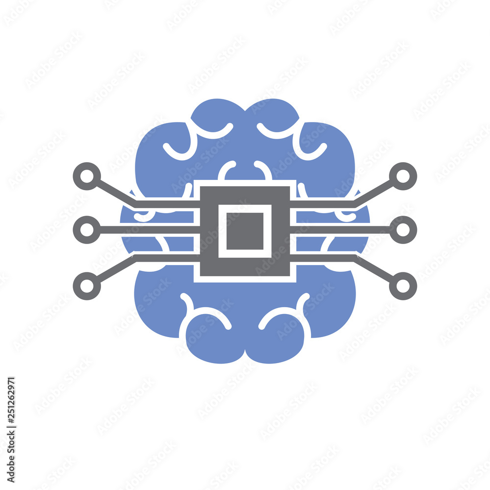 Poster brain cloud storage icon on white background for graphic and web design, modern simple vector sign. 