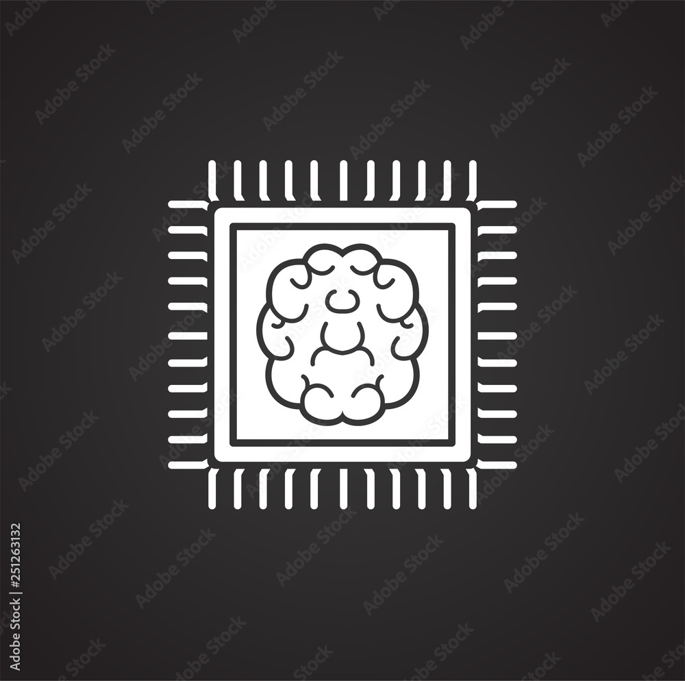 Poster brain cloud storage icon on black background for graphic and web design, modern simple vector sign. 