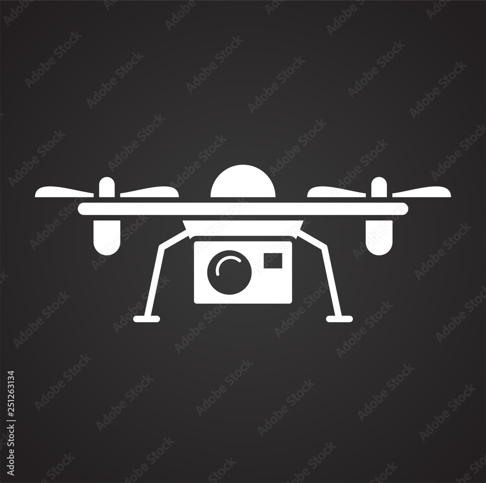 Poster drone icon on black background for graphic and web design, modern simple vector sign. internet conce