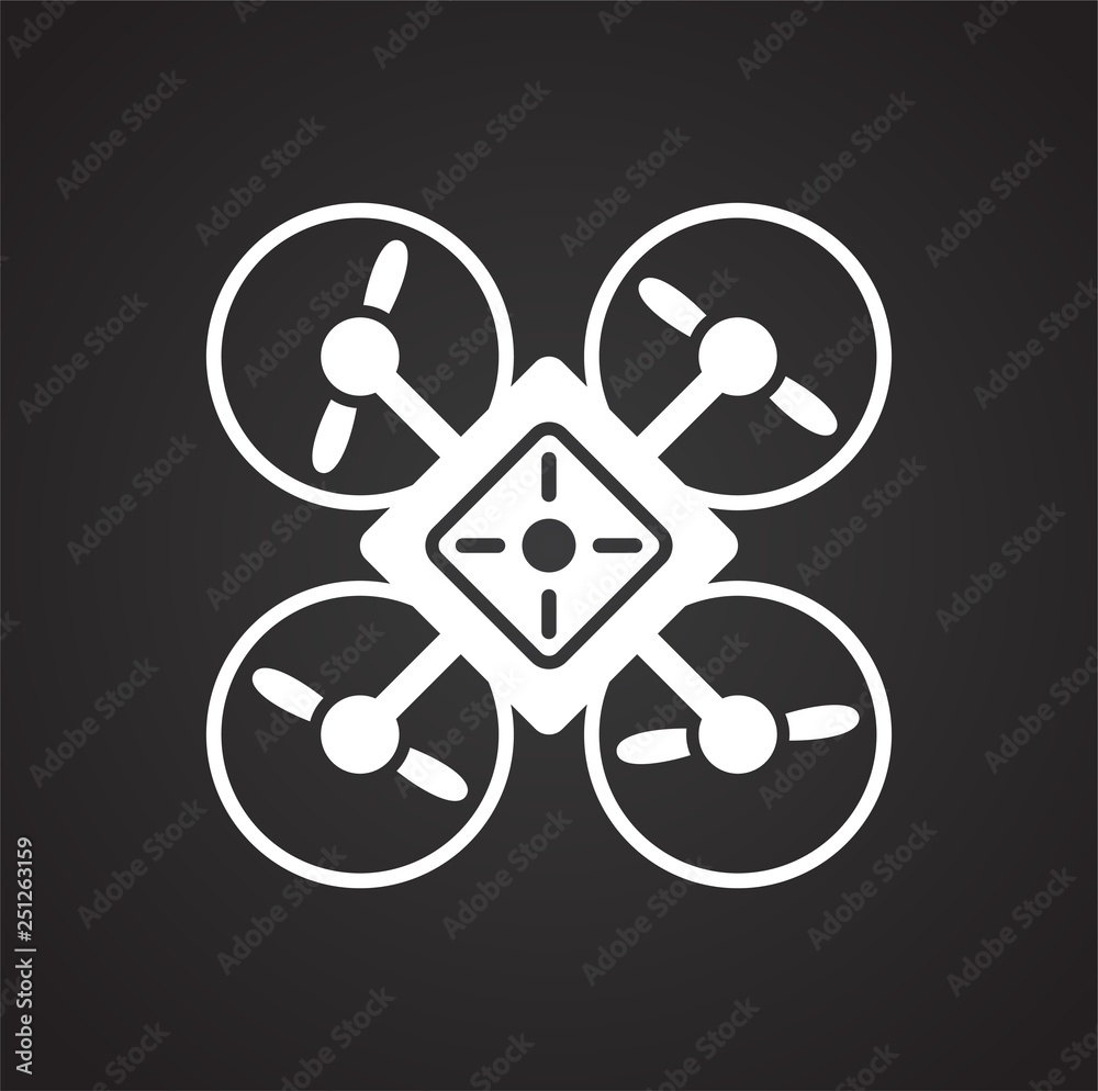 Poster drone icon on black background for graphic and web design, modern simple vector sign. internet conce