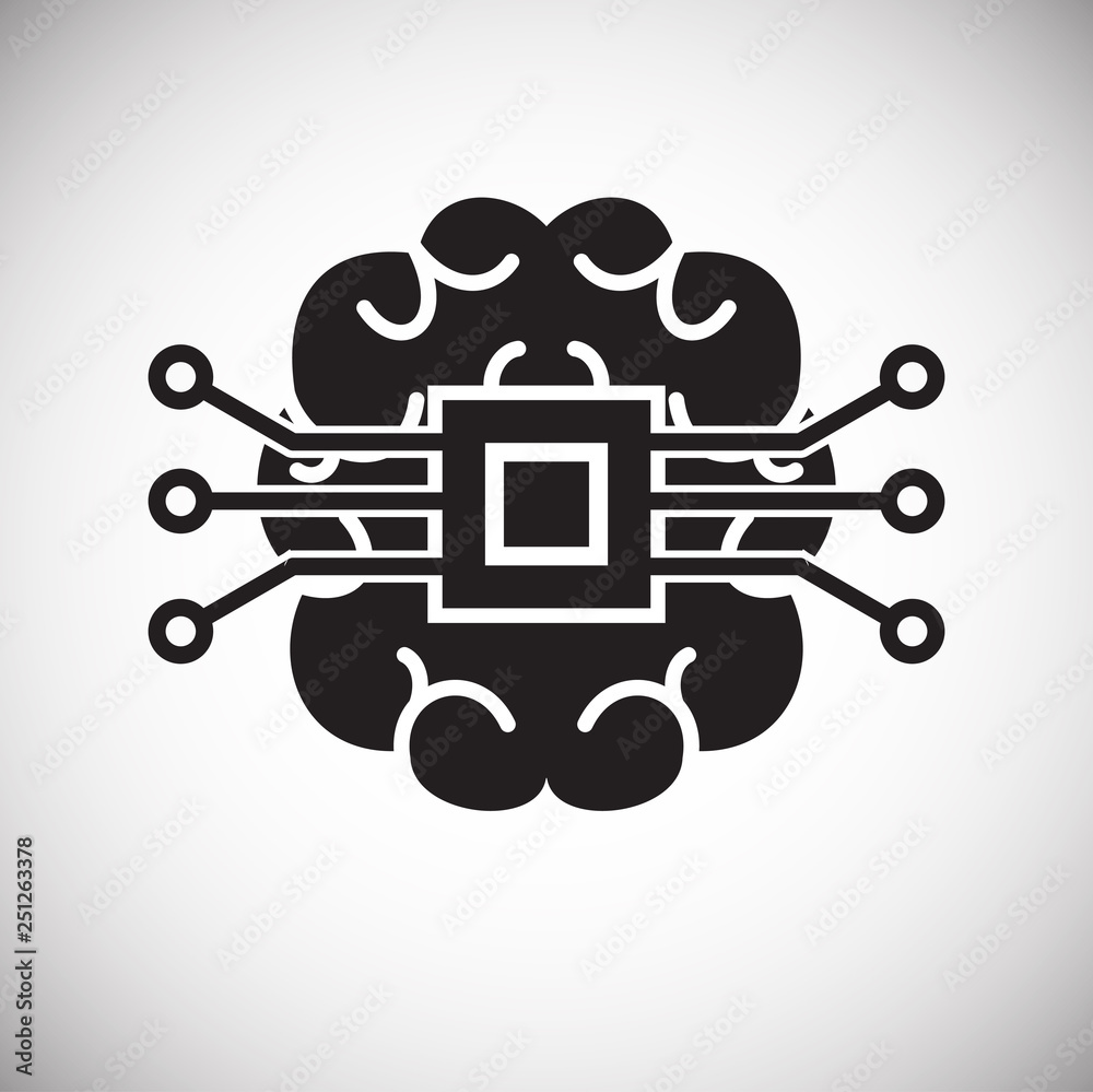 Poster brain cloud storage icon on white background for graphic and web design, modern simple vector sign. 