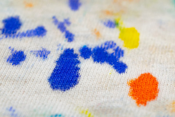 Stains on fabric macro shot. Clothes before washing. Clipart for advertising detergents