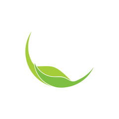 linked green leaf circle abstract natural logo vector