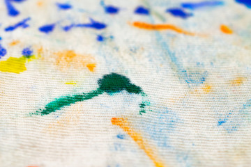 Stains on fabric macro shot. Clothes before washing. Clipart for advertising detergents