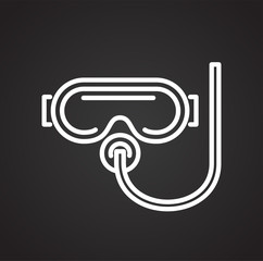 Scuba line icon on black background for graphic and web design, Modern simple vector sign. Internet concept. Trendy symbol for website design web button or mobile app