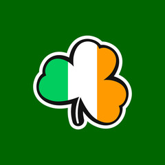 Clover icon, Patricks Day  sicker design template, three leaf, vector illustration