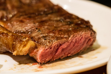Fresh grilled meat. Grilled beef steak medium rare